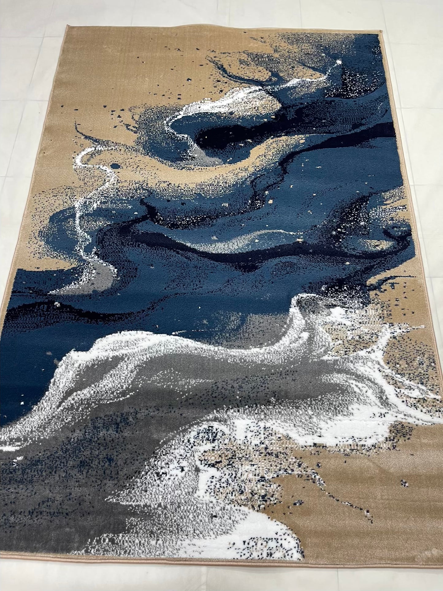 Modern polypropylene Rug,back woven(Article-6772-Mink ) Size : 5ft width  x 7.3ft length (150cm x 220cm)