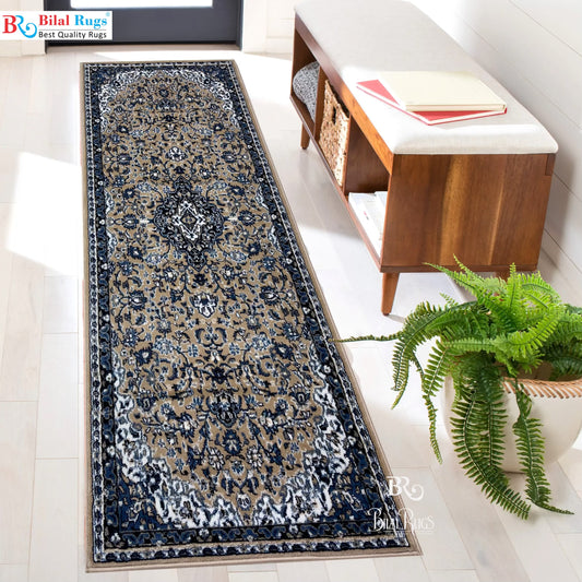 Mink Persian Polypropylene Woven Runner. Size : 2.6 ft width x 6.6 ft length