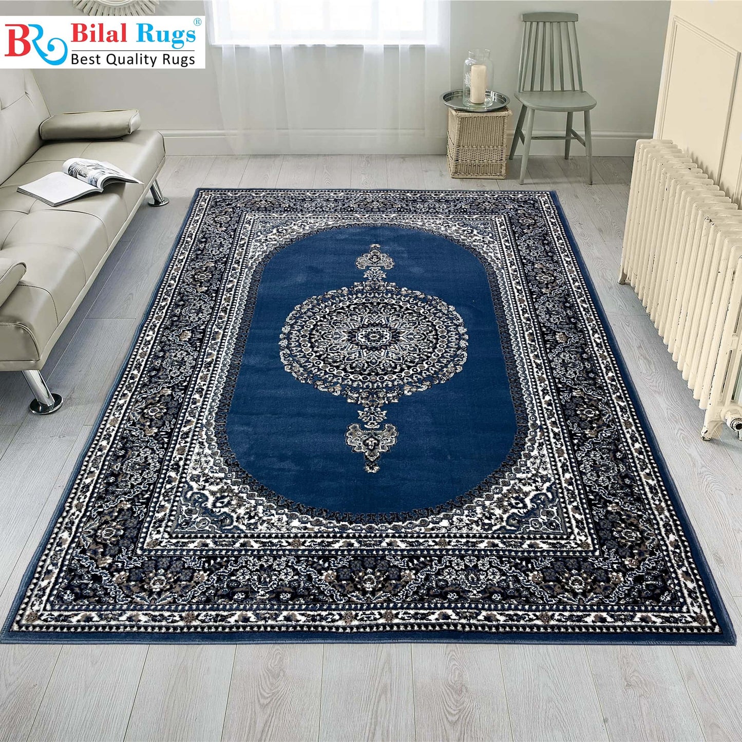 Persian polypropylene Rug,back woven(Article-22-Blue)
Size : 6.6 ft width x 9.6 ft length (200 cm x 290cm)