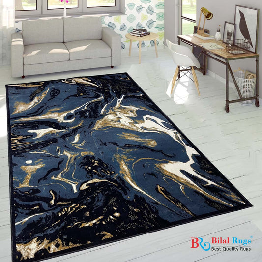 Modern polypropylene Rug,back woven(Article-1612-Blue)