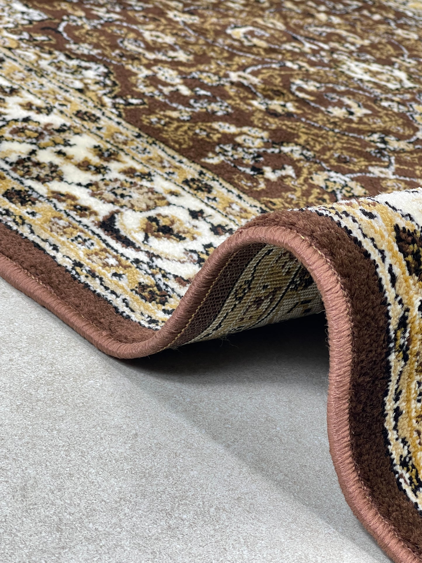 Persian Polypropylene Rug,back woven(Article-19-Brown) Size : 5ft width  x 7.3ft length (150cm x 220cm)