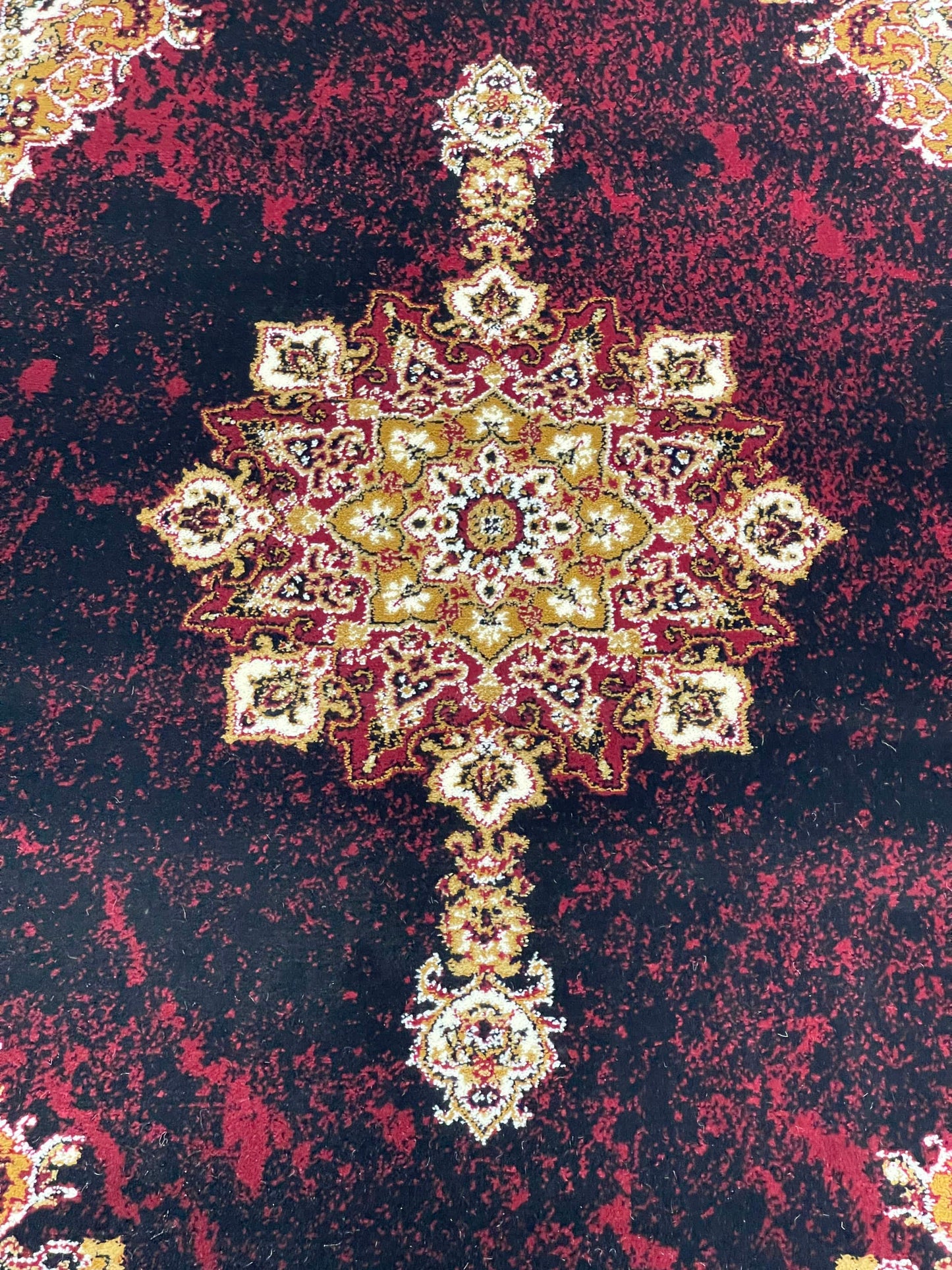 Persian polypropylene Rug,back woven(Article-56-Black Multi)
Size : 5ft width  x 7.3ft length (150cm x 220cm)