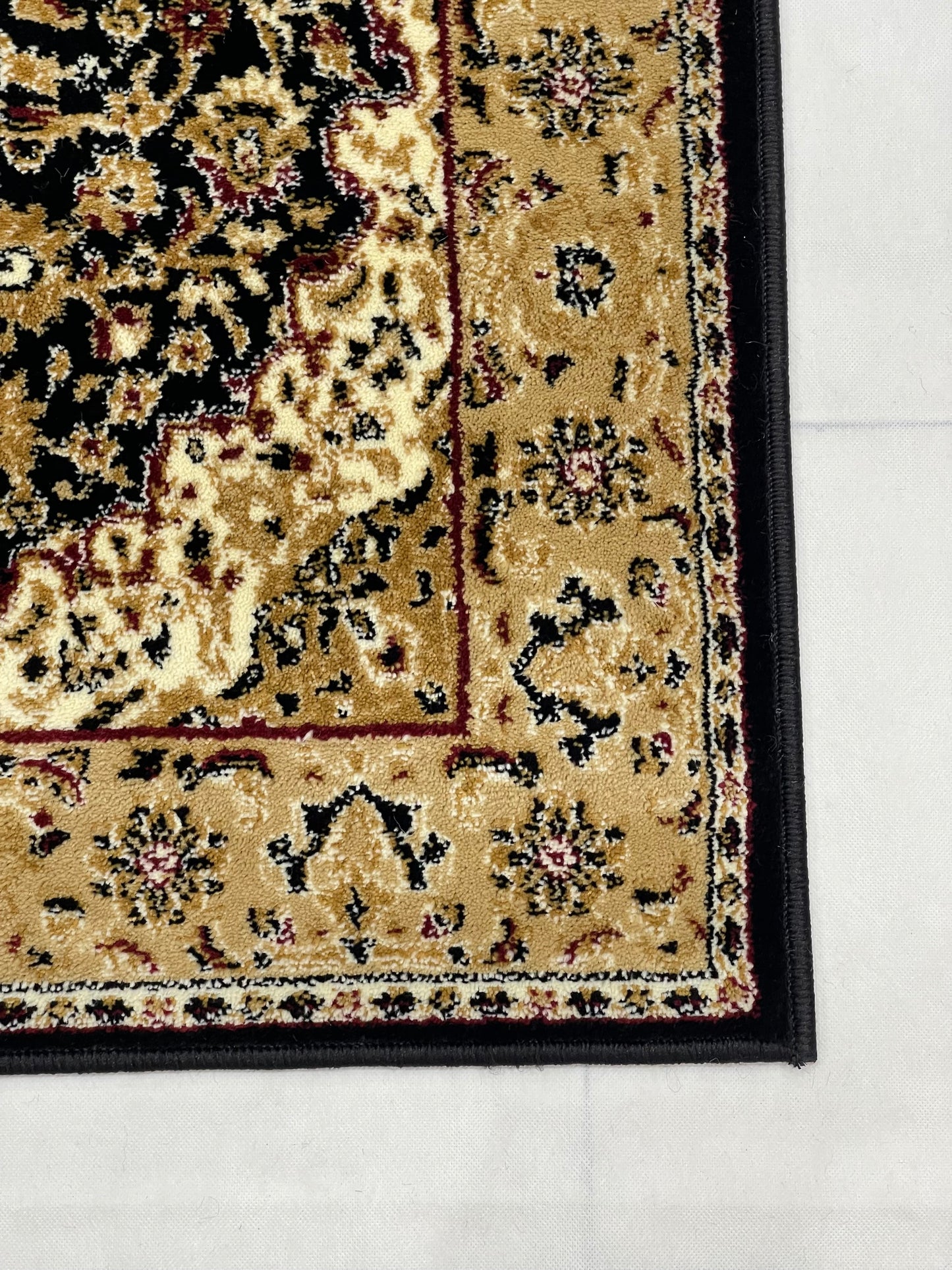 Persian Polypropylene Rug,Woven Back (Article-01-Black) Size : 3 ft width x 5 ft length (100cm x 150 cm)