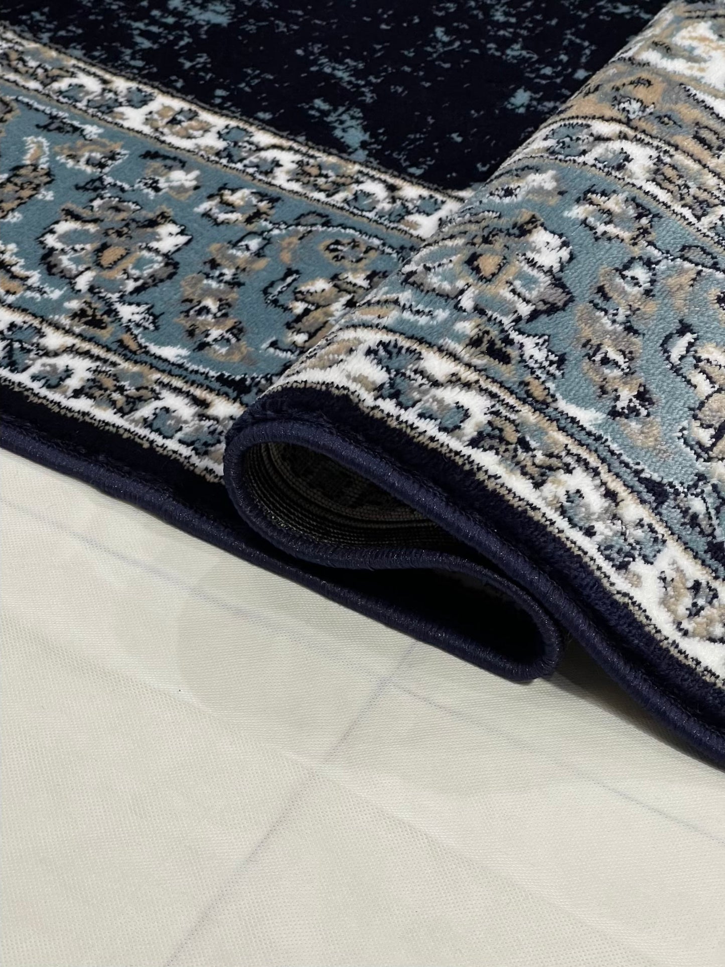 Persian polypropylene Rug,back woven(Article-1213-Blue)