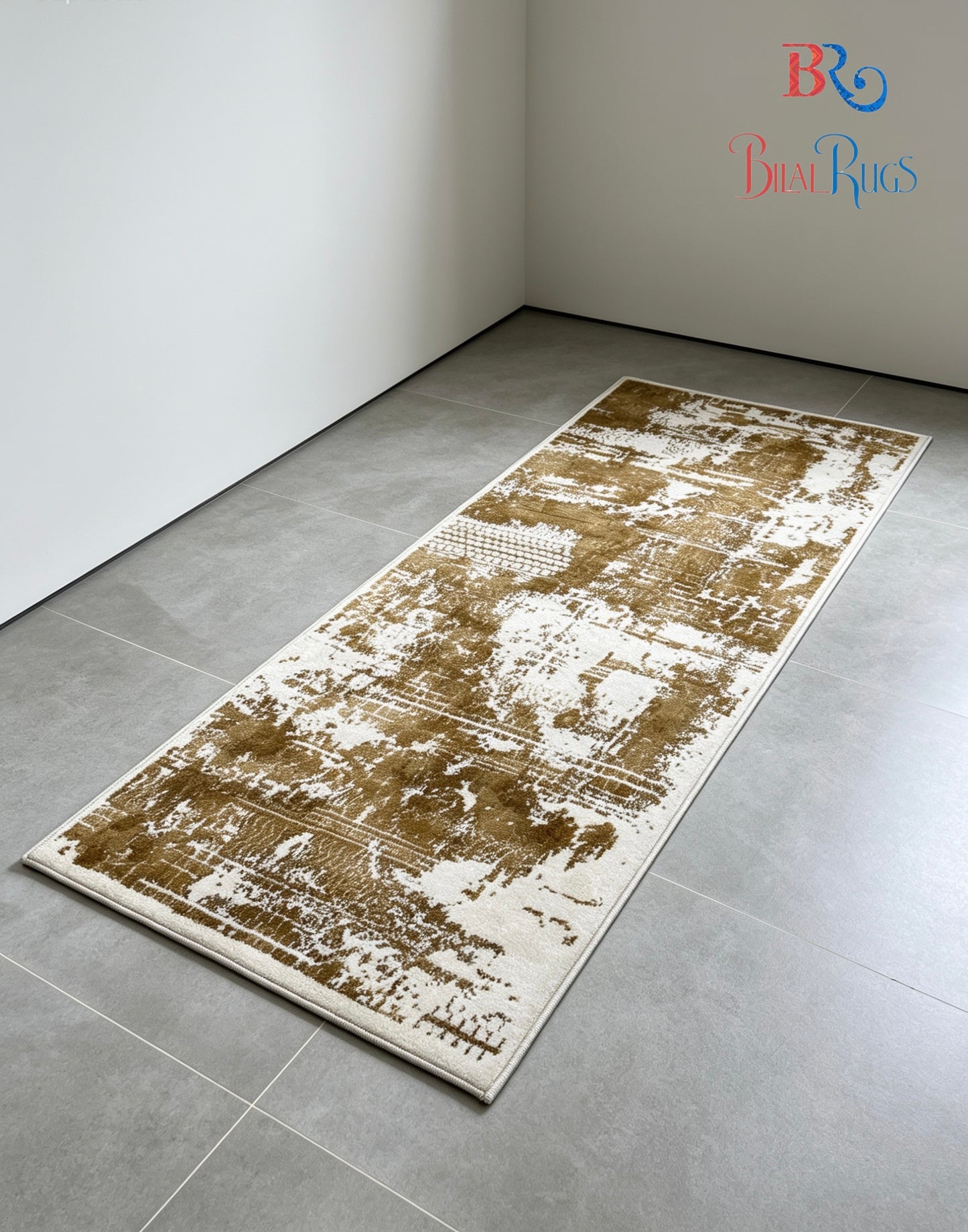 Off white Modern Polypropylene Woven Rug.  Size : 2.6 ft width x 6.6 ft length  (80 cm x 200cm)