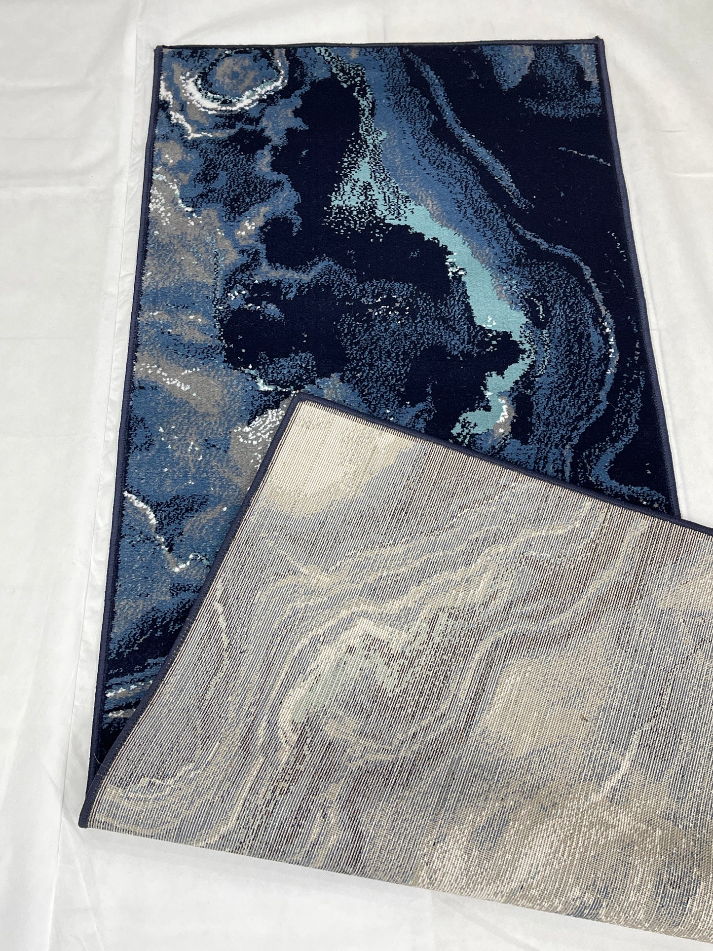 Dark Blue Modern Polypropylene Woven Rug.  Size : 2.6 ft width x 6.6 ft length  (80 cm x 200cm)