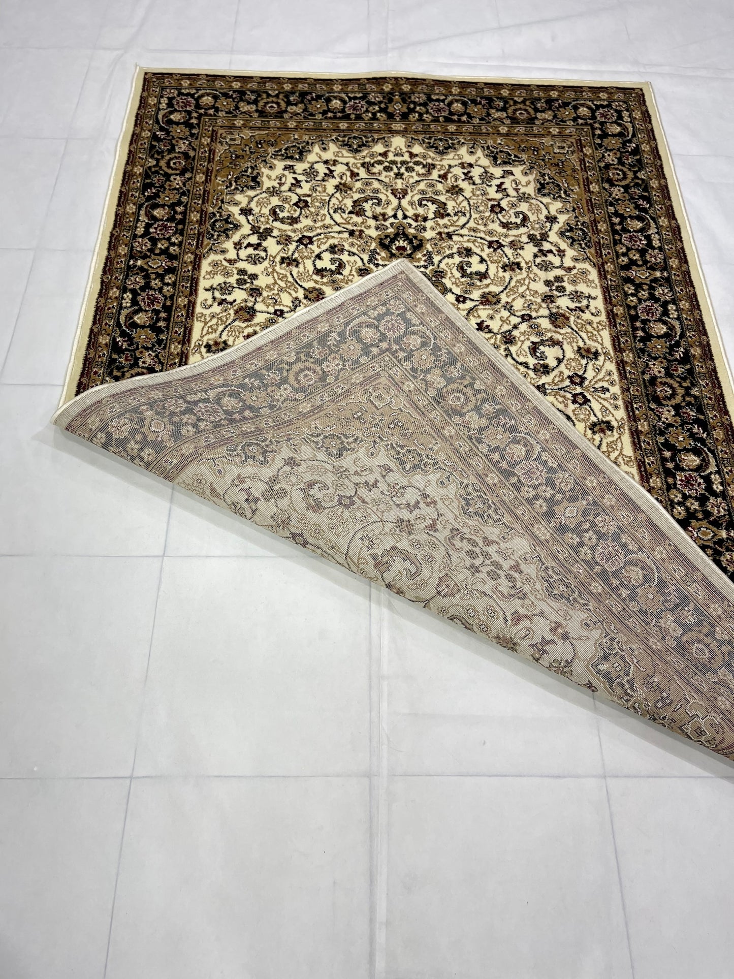 Persian  Polypropylene Rug,back woven(Article-19-Off white)
Size : 5ft width  x 7.3ft length (150cm x 220cm)