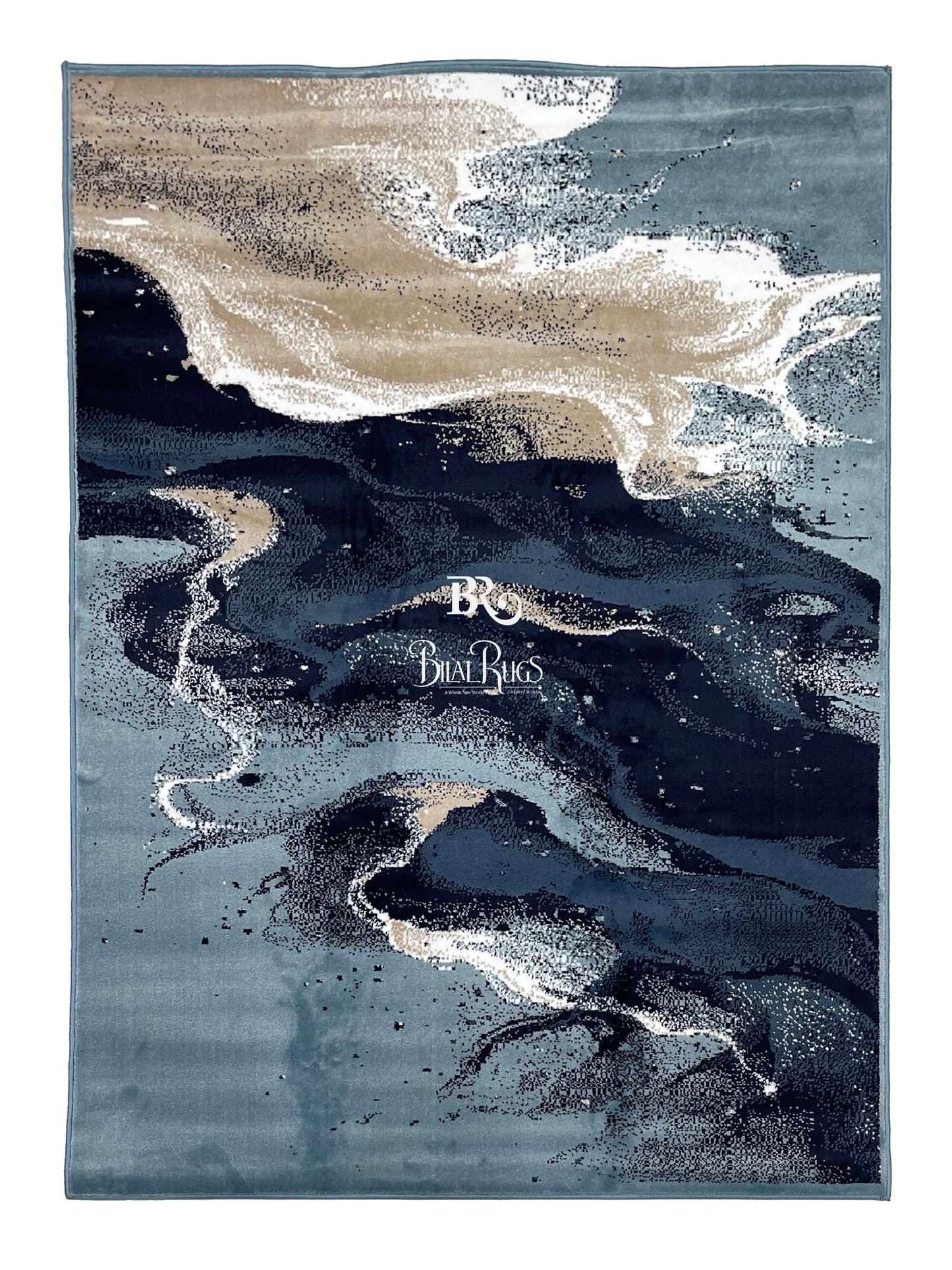 Modern polypropylene Rug,back woven(Article-6771-Feroze ) Size : 5ft width  x 7.3ft length (150cm x 220cm)