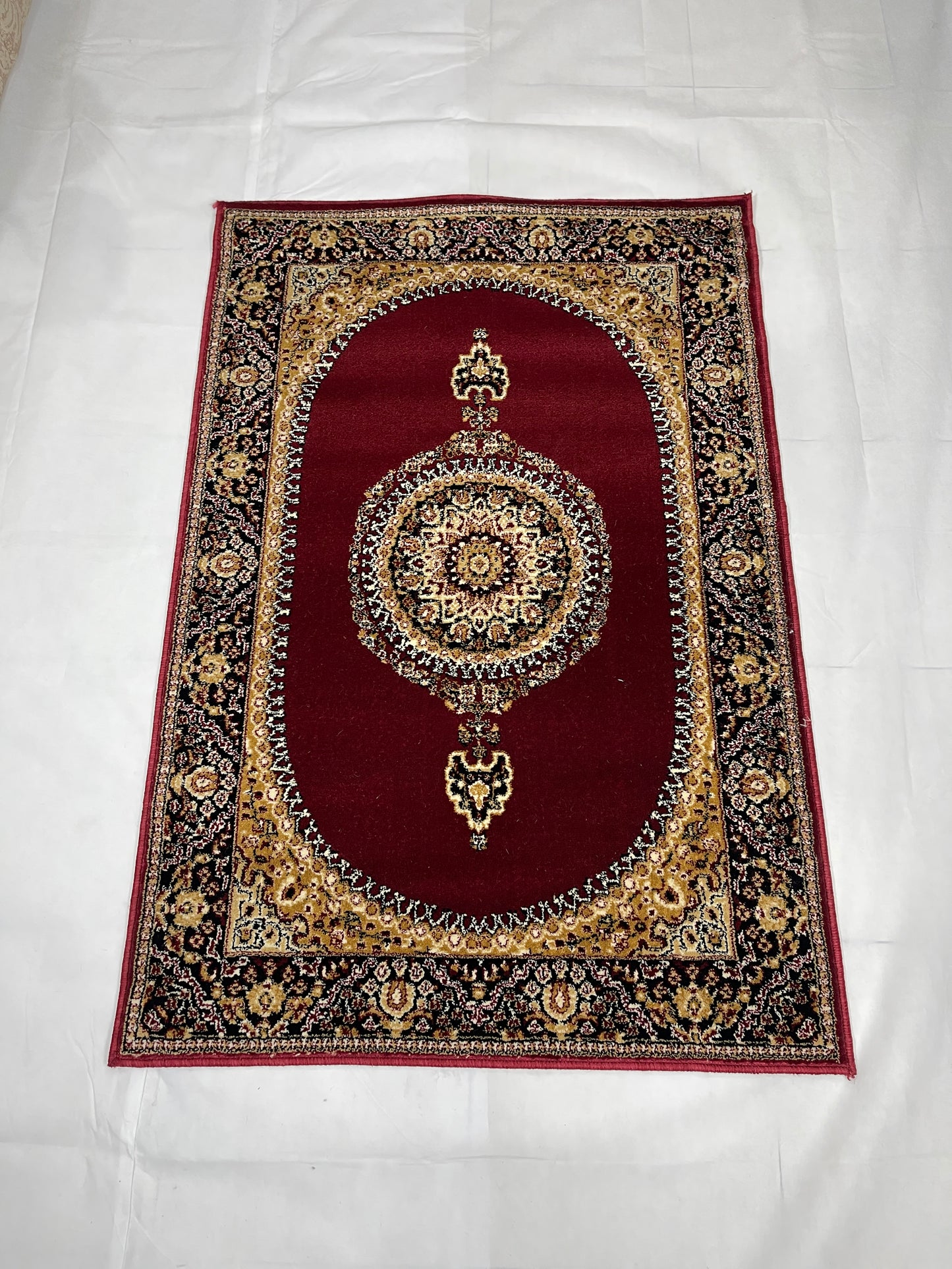 Persian Polypropylene Rug,Woven Back (Article-22-Red) Size : 3 ft width x 5 ft length (100cm x 150 cm)