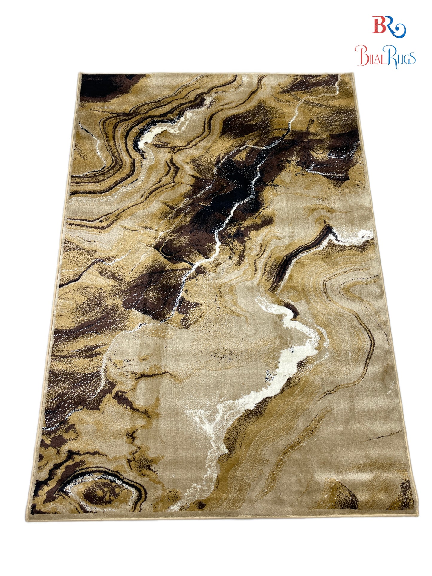 Modern polypropylene Rug,back woven(Article-868-Beige ) Size : 5ft width  x 7.3ft length (150cm x 220cm)