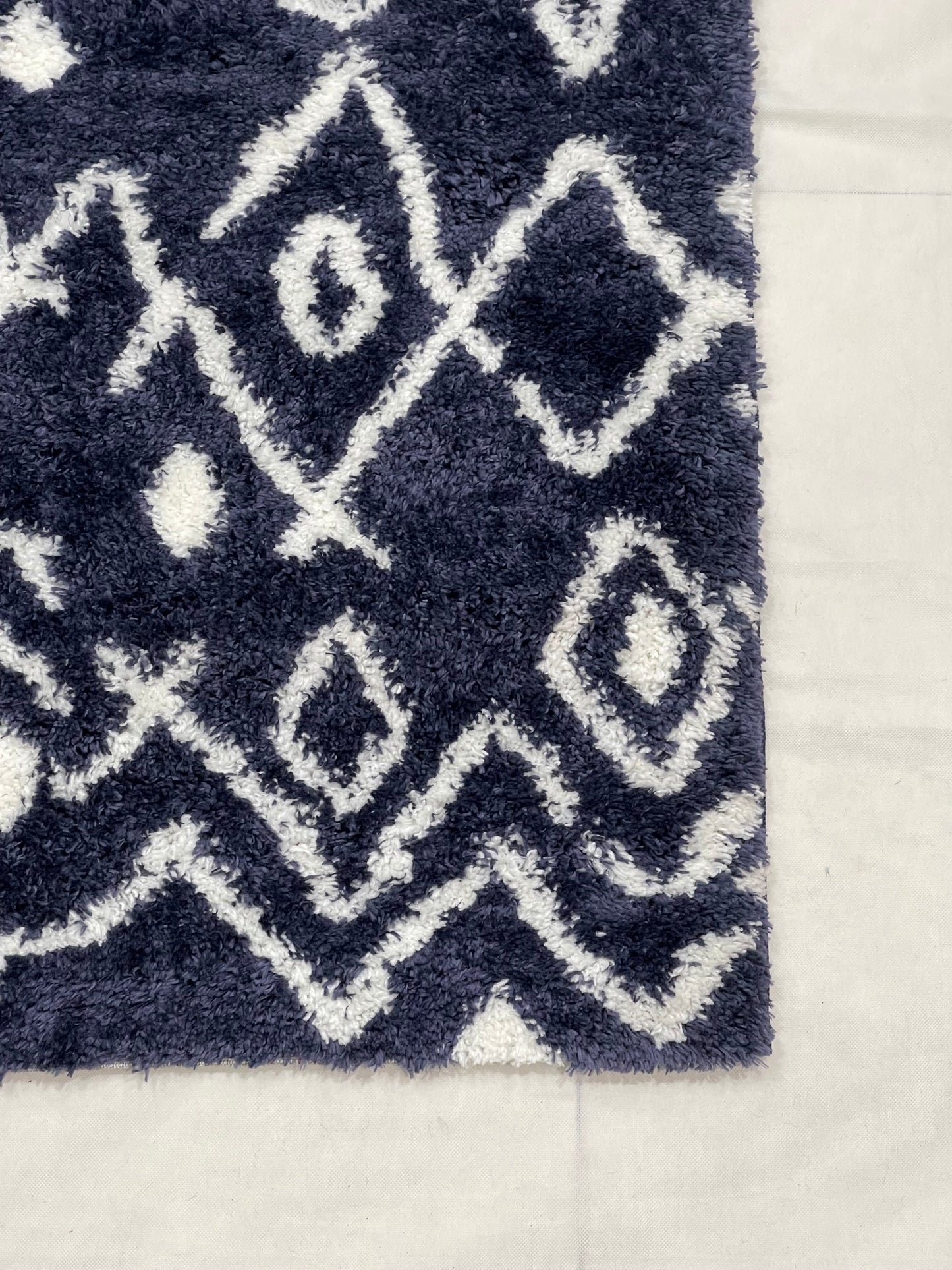 Turkish Shaggy Rug With Woven Back.  Size : 5 Ft Width x 7.3 Ft Length (160cm x 220cm) Article-05-Blue