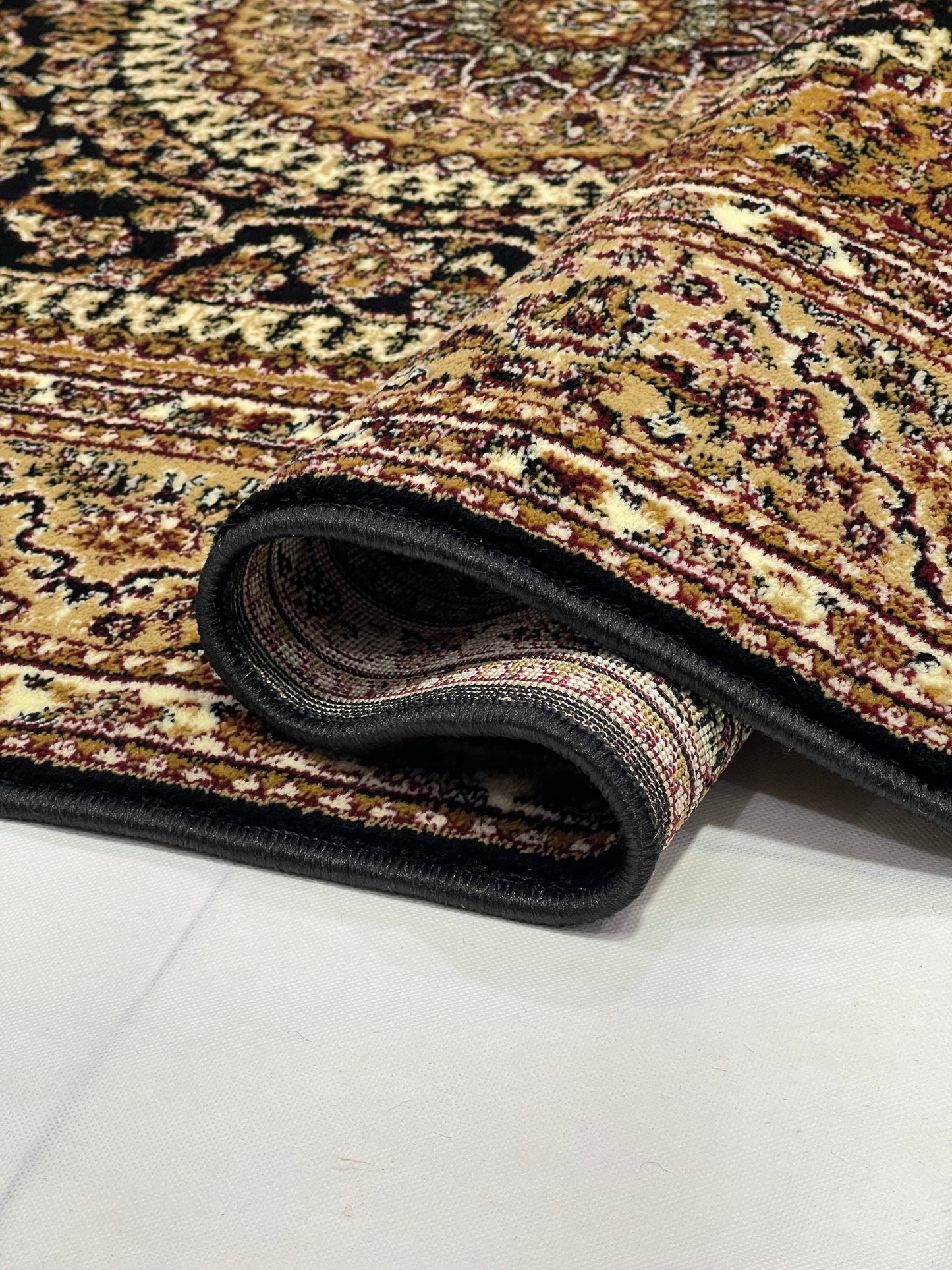 Persian polypropylene Rug,back woven(Article-22-Black)