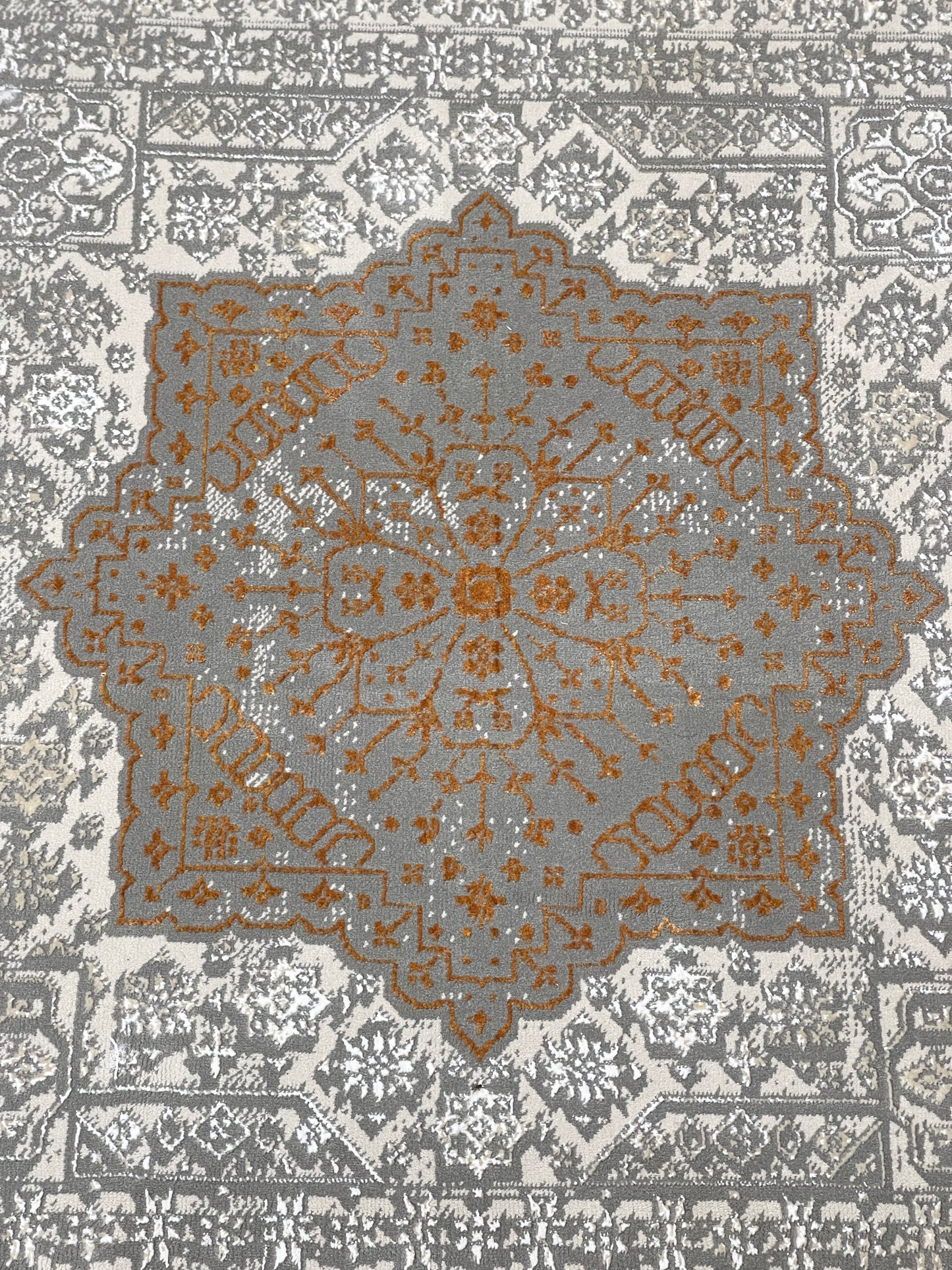 Irani viscose Rug , Woven Back
Article-324-Grey, Rust
Size : 3 ft width x 5 ft length (100 cm x 150cm)