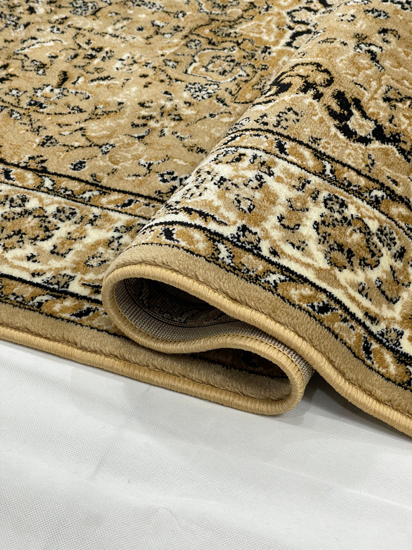 Persian polypropylene Rug,back woven (Article-20-Beige) Size : 4 ft width x 5.6 ft length (120 cm x 170 cm)