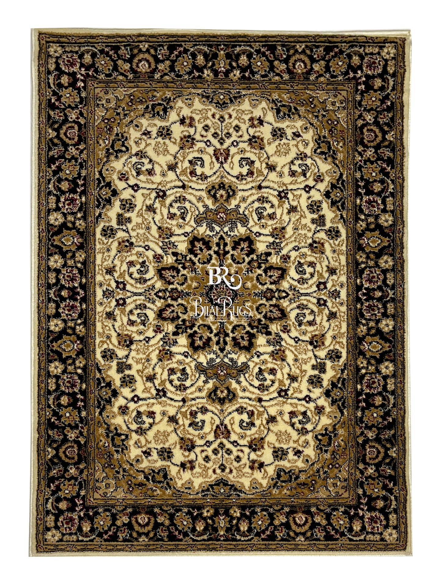 Persian Polypropylene Rug,Woven Back (Article-01-Off white) Size : 3 ft width x 5 ft length (100cm x 150 cm)