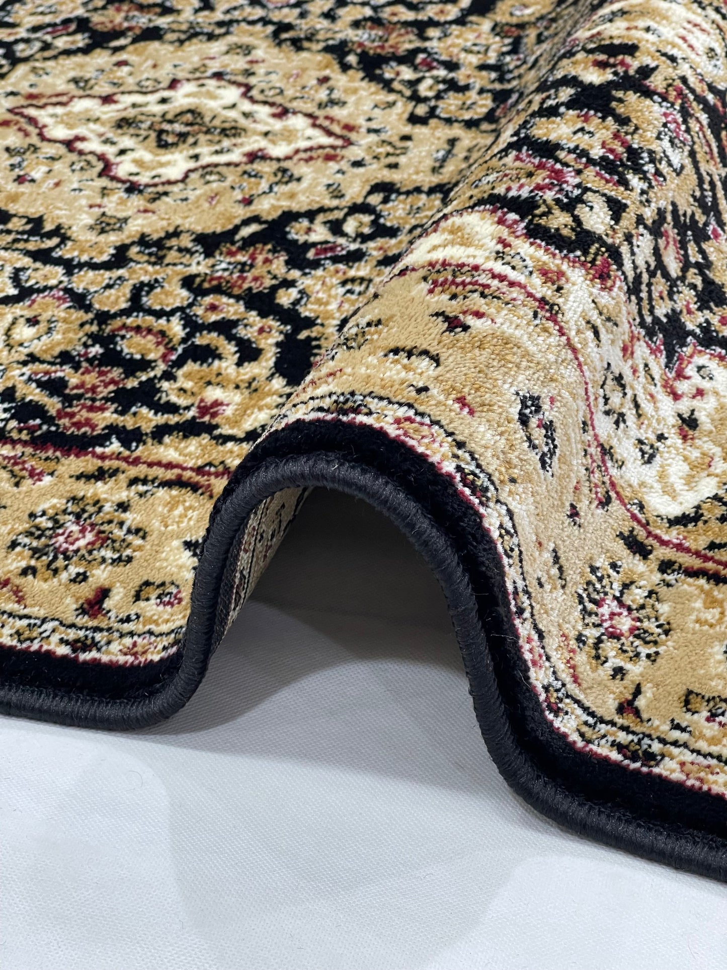 Persian Polypropylene Rug,Woven Back (Article-01-Black) Size : 3 ft width x 5 ft length (100cm x 150 cm)