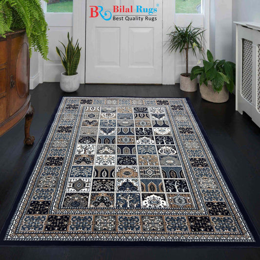 Persian polypropylene Rug,back woven(Article-3556-Blue)