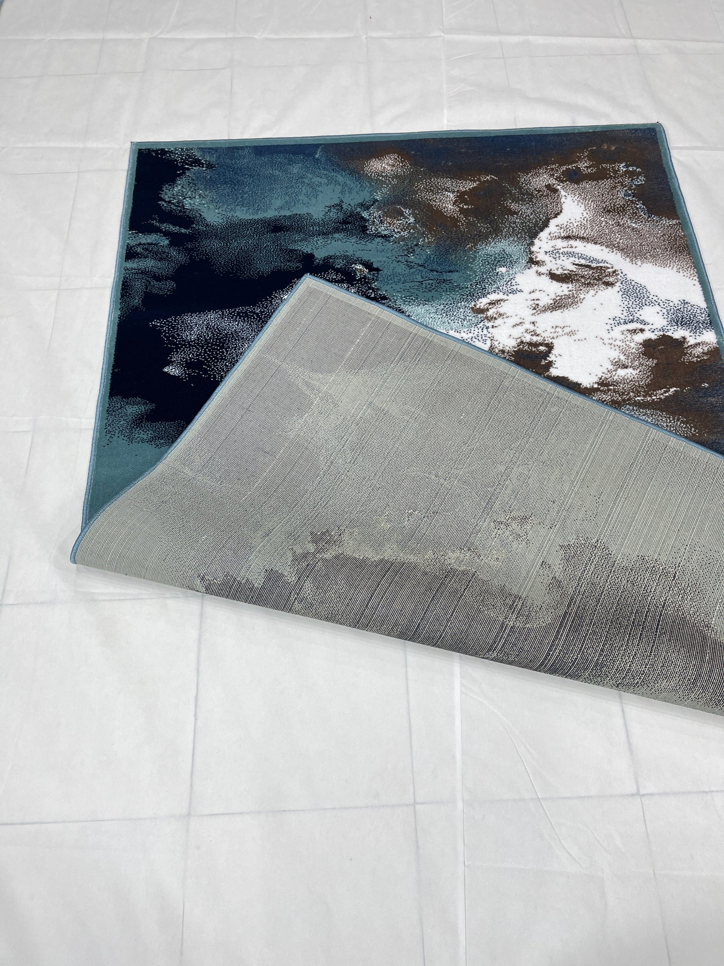 Modern Polypropylene Rug,back woven(Article-1654-Feroze) Size : 5ft width  x 7.3ft length (150cm x 220cm)