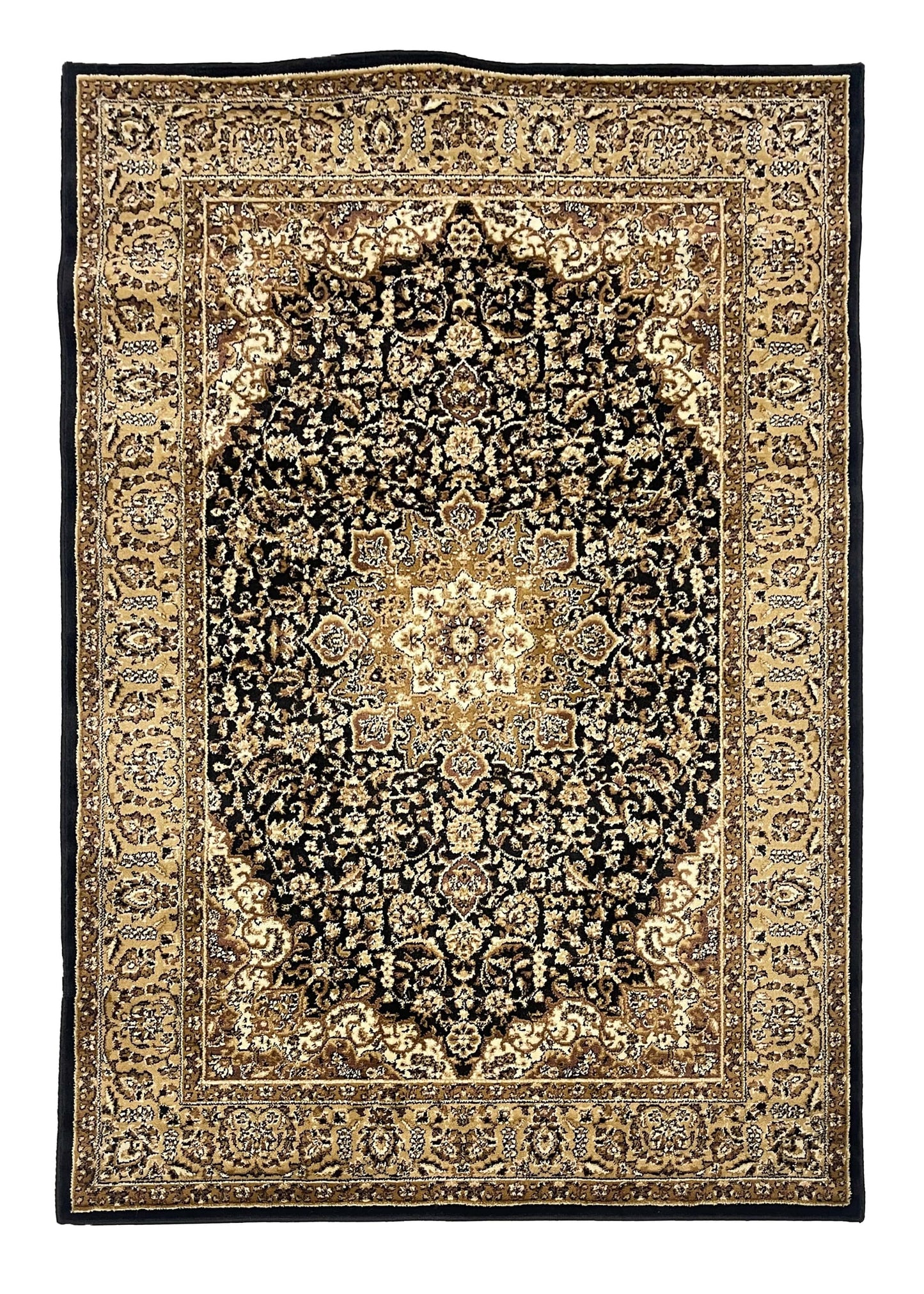 Persian polypropylene Rug,back woven(Article-1775-Black)