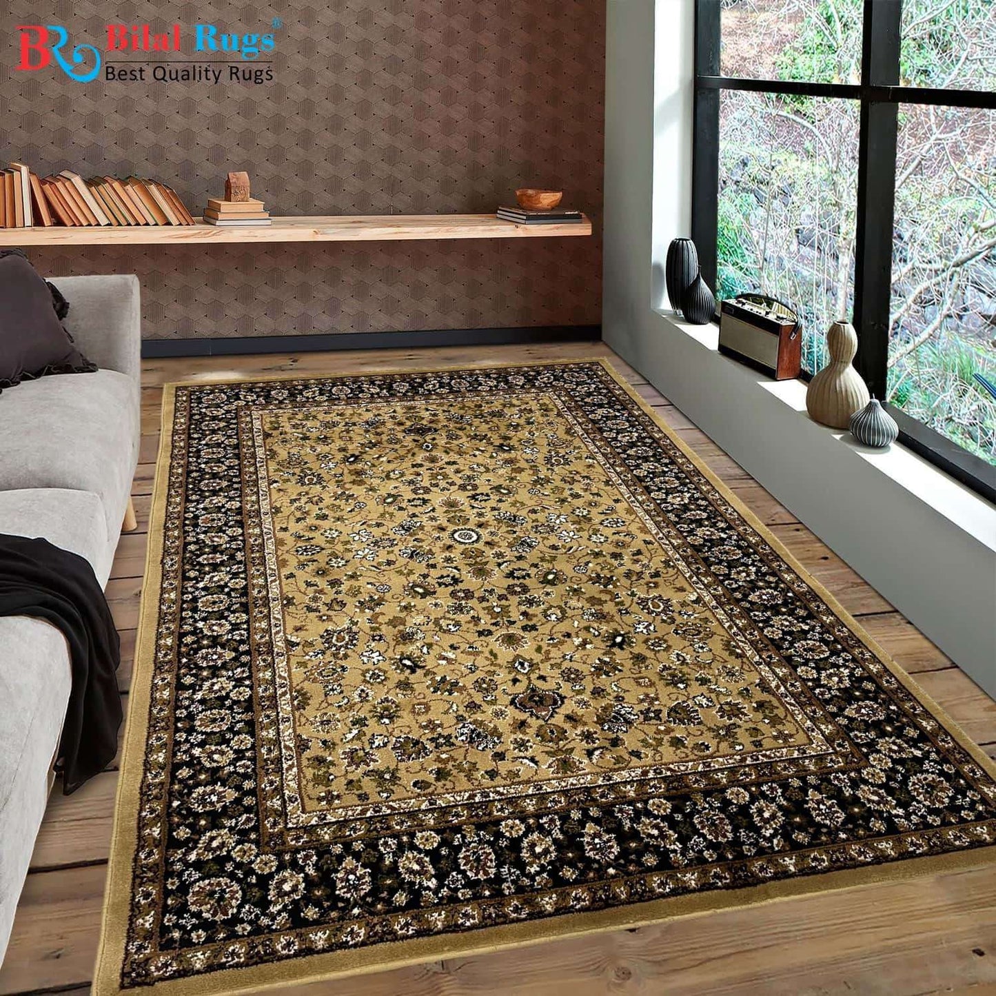 Persian polypropylene Rug,back woven(Article-140-Beige)