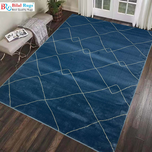 Modern polypropylene Rug,back woven(Article-670-Blue)
Size : 5ft width  x 7.3ft length (150cm x 220cm)