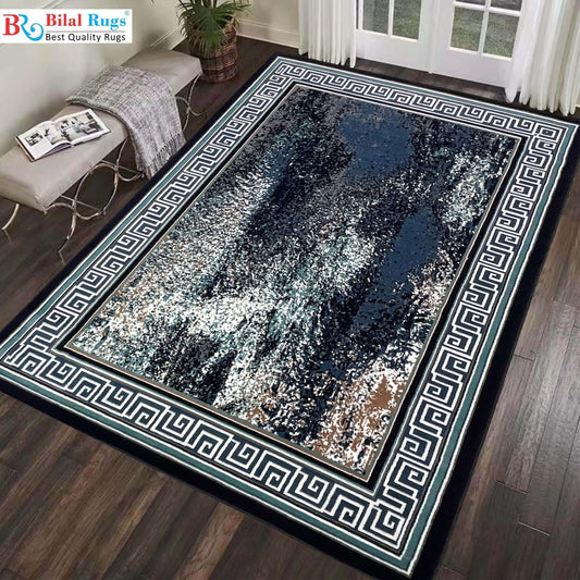 Modern polypropylene Rug,back woven(Article-1704-Blue)