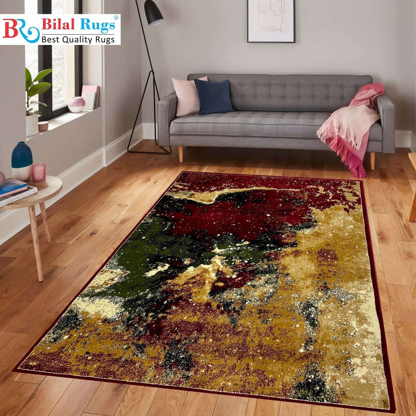 Modern polypropylene Rug,back woven(Article-666-Red)