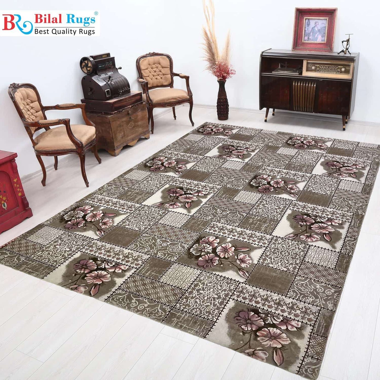 Irani Vintage Woven Rug.
Article-673-Beige , skin 
Size: 6.6 ft width x 9.6 ft length (200cm x 290cm)