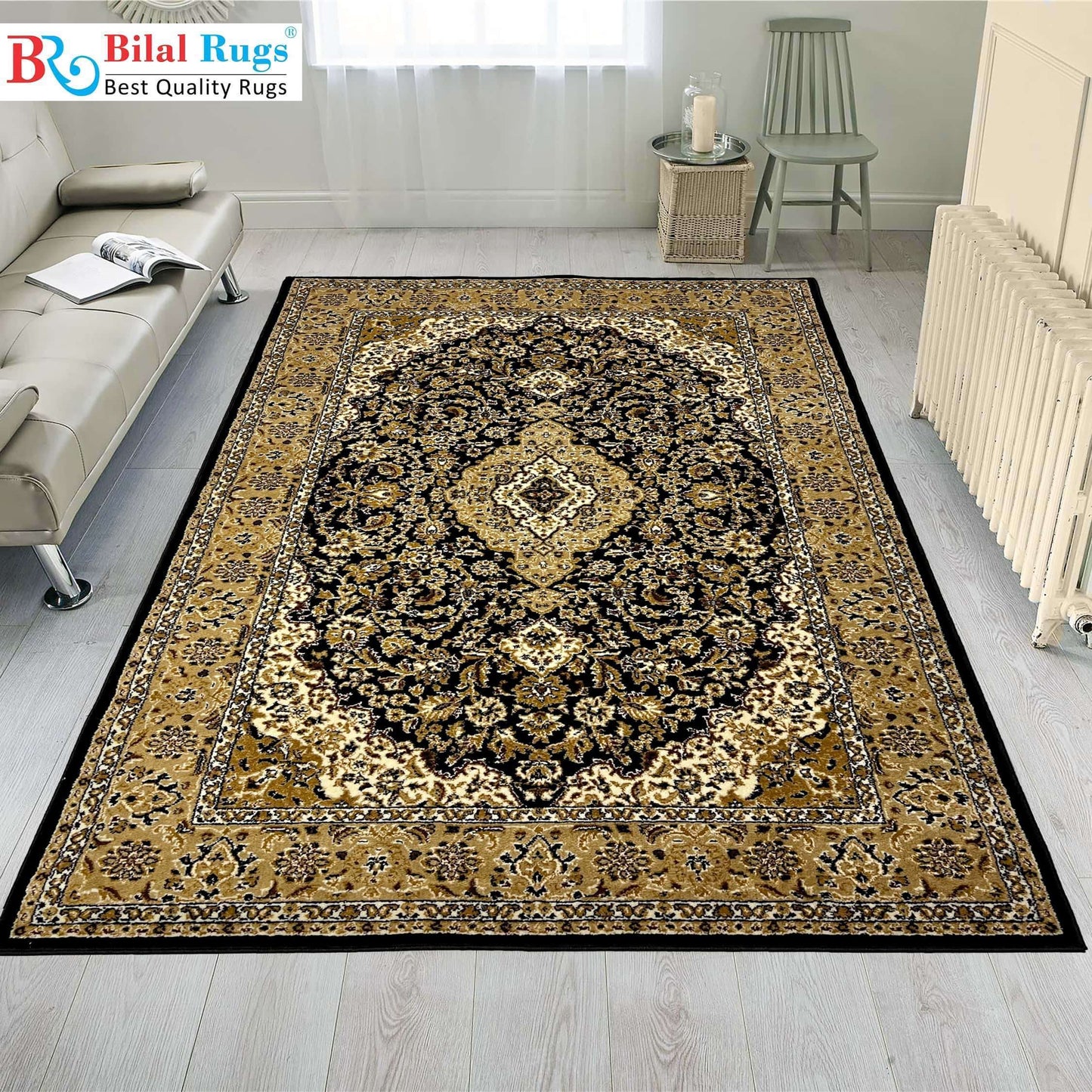 Persian polypropylene Rug,back woven(Article-01-Black)