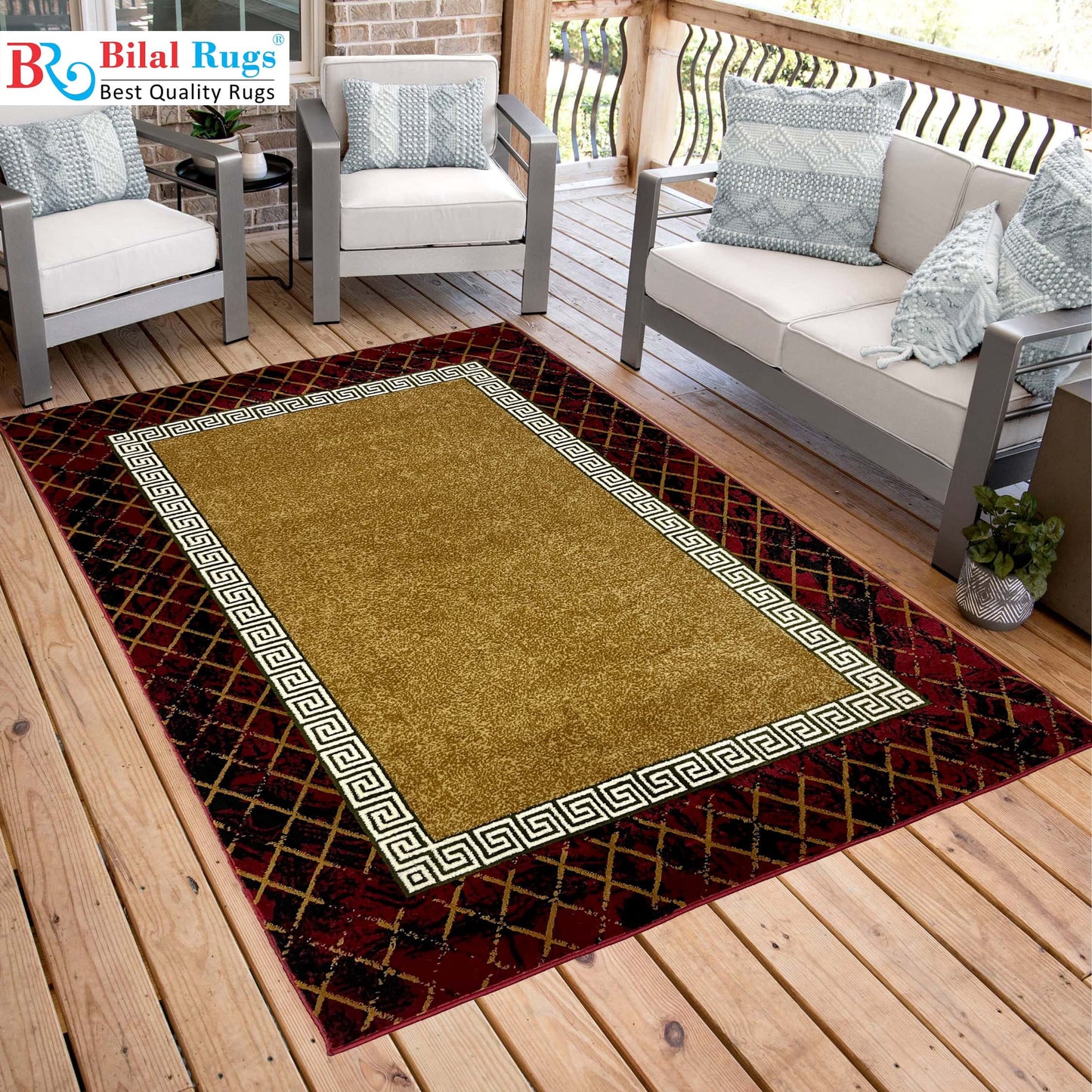 Modern polypropylene Rug,back woven(Article-7722-Red )