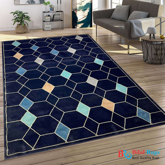 Modern  Polypropylene Rug,back woven(Article-1021-blue)
Size : 5ft width  x 7.3ft length (150cm x 220cm)