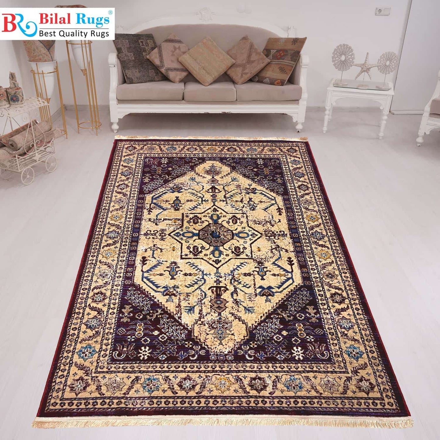 Irani Silk Vintage Woven Rug.
Article-672-Muti
Size : 5ft width  x 7.3ft length (150cm x 220cm)