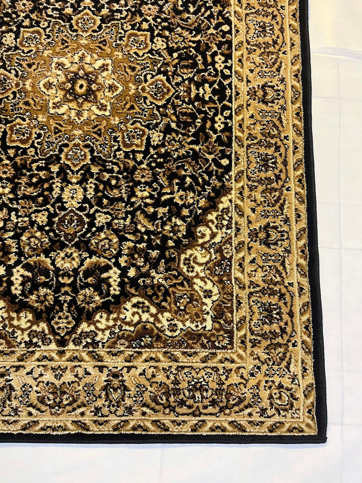 Persian polypropylene Rug,back woven(Article-1775-Black)