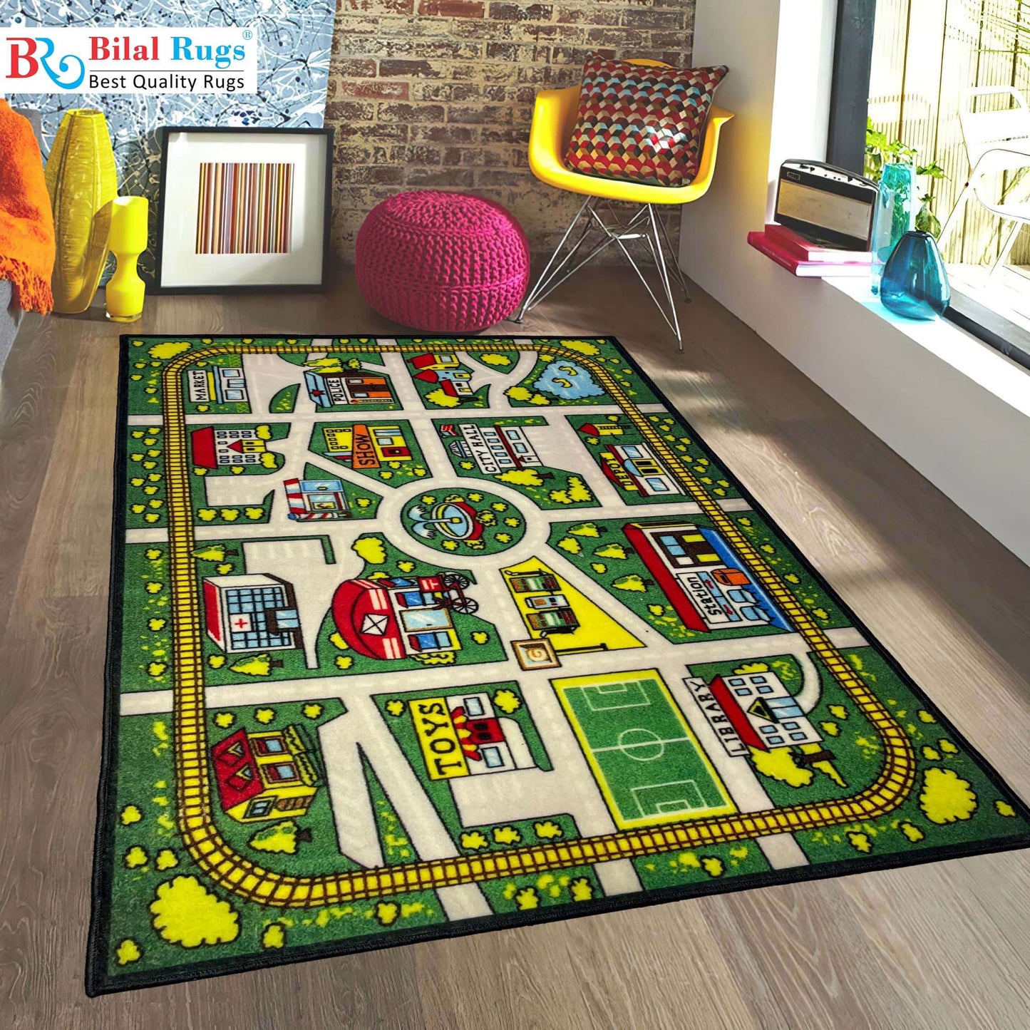 TPR Non Woven Rugs For Kids Room
Article-65-Green