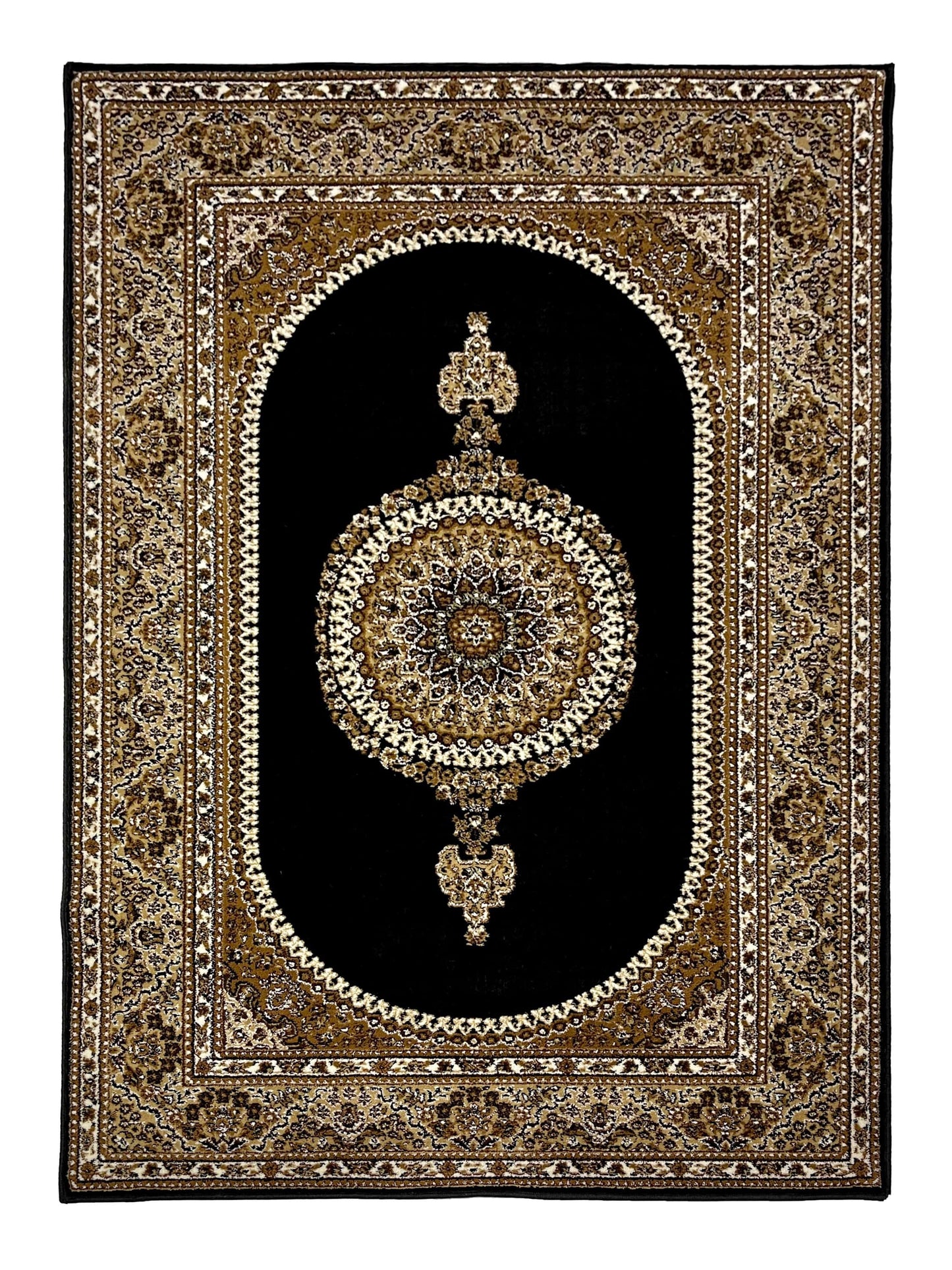 Persian polypropylene Rug,back woven(Article-22-Black)