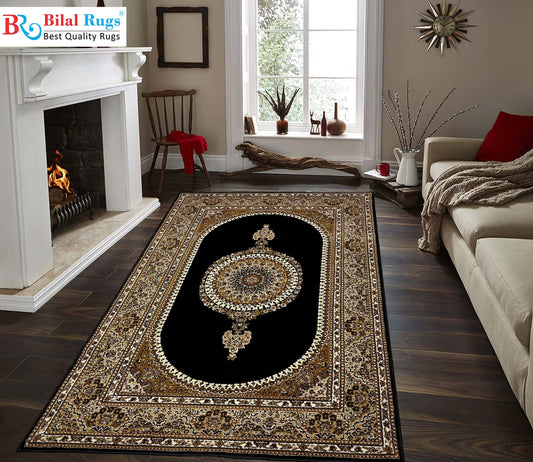 Persian polypropylene Rug,back woven(Article-22-Black)