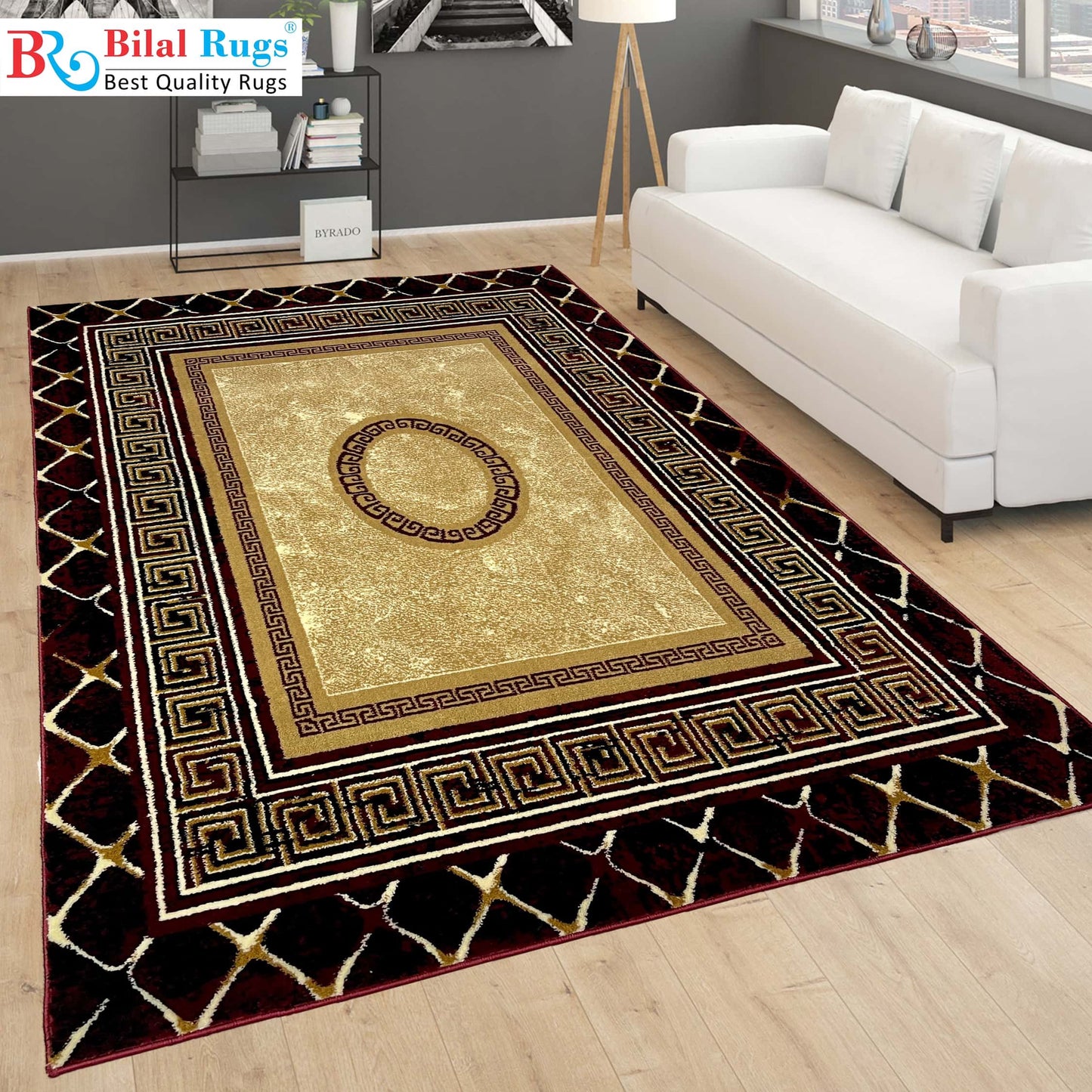 Modern polypropylene Rug,back woven(Article-2221-Red)
Size : 5ft width  x 7.3ft length (150cm x 220cm)