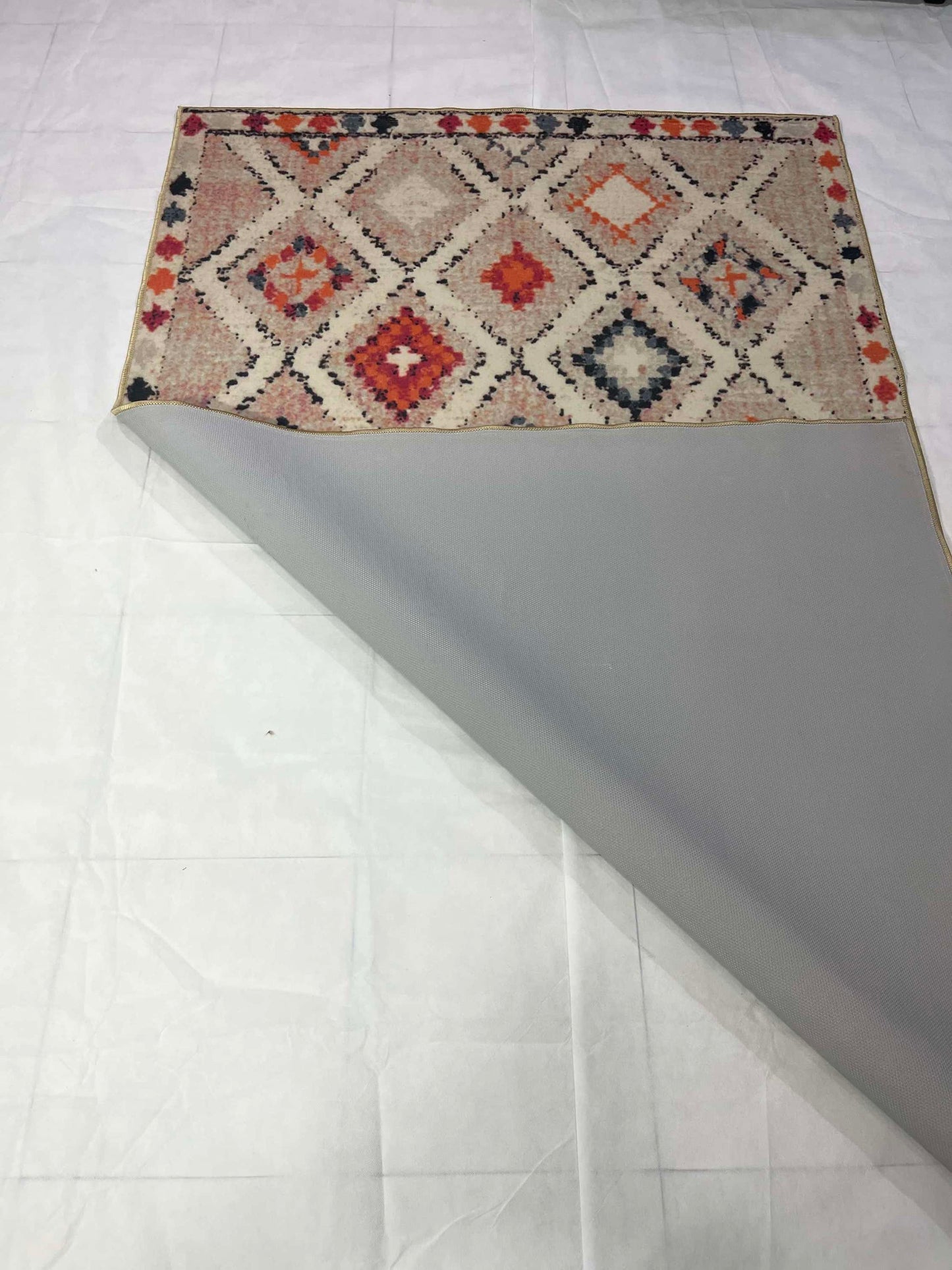 Modern Non-Woven TPR Anti Slip Rug.
Size : 5ft width  x 7.8ft length (150cm x 230cm)
Article-2705-Multi