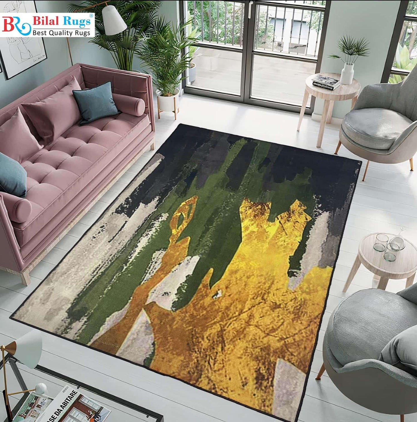 Modern Non-Woven TPR Anti Slip Rug.
Size : 5ft width  x 7.8ft length (150cm x 230cm)
Article-2702-Green