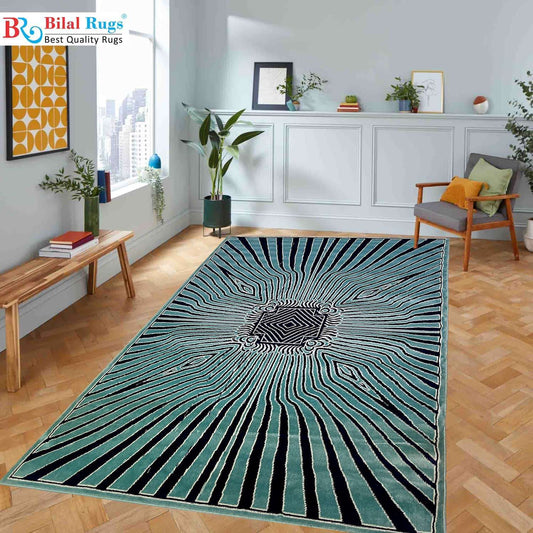 Modern polypropylene Rug,back woven(Article-1098-Feroze)
Size : 5ft width  x 7.3ft length (150cm x 220cm)