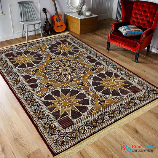 Turkish Silk  Rug,back woven
(Article-877-Red)