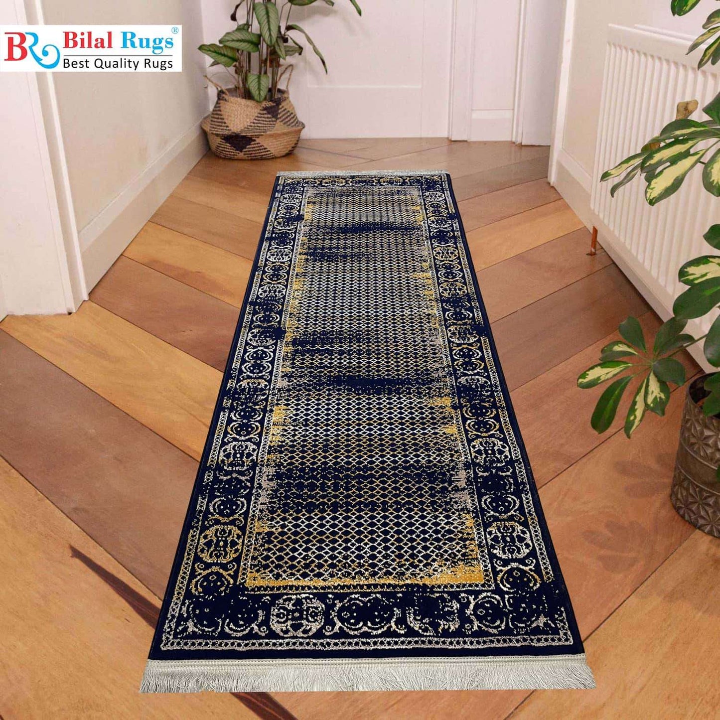 Irani Blue Persian Polypropylene Runner.
Size : 2.6 ft width x 8 ft length