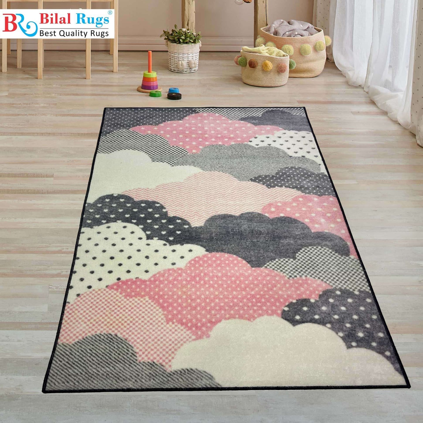 TPR Non Woven Rugs For Kids Room
Article-32-Pink, Grey