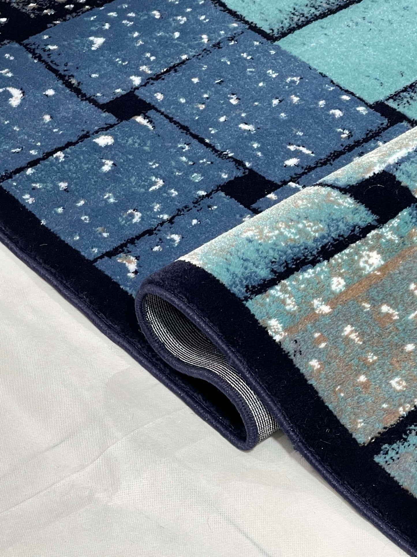 Modern polypropylene Rug,back woven
(Article-1627-Blue)