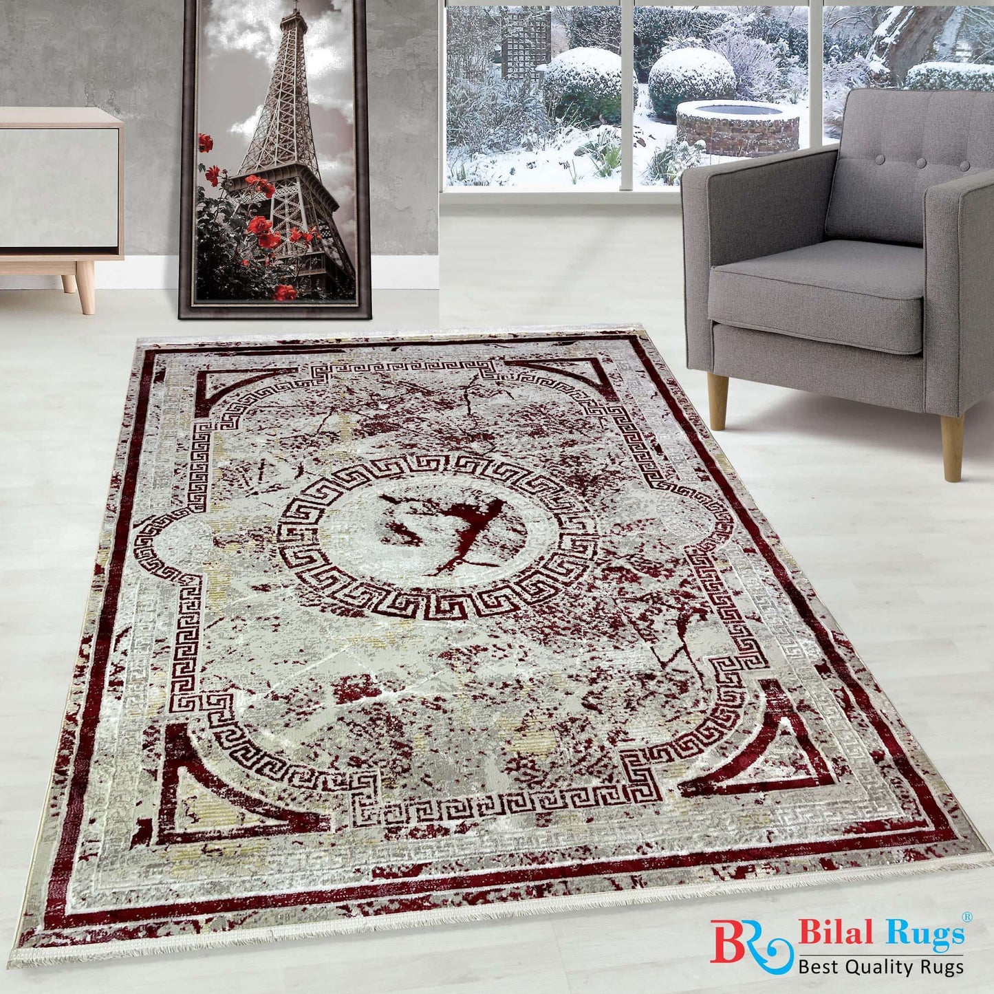 Turkish Silk Woven Rug.
Article-671-Red