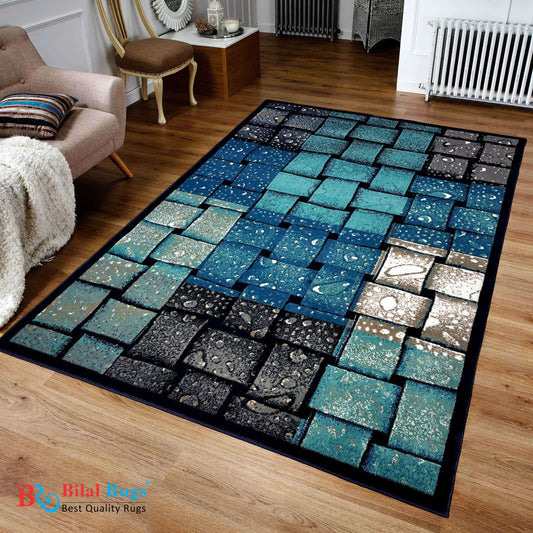 Modern polypropylene Rug,back woven
(Article-1627-Blue)